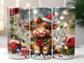 Christmas Highland Cow Calf 20 oz Skinny Tumbler Cup - Adult & Kids T-Shirts, Sweatshirts & Hoodies apparel design preview 1