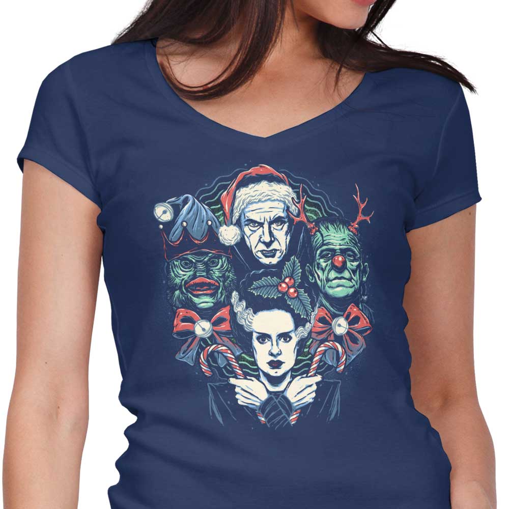 Christmas Monsters Women's V-Neck - Adult & Kids T-Shirts, Sweatshirts & Hoodies apparel design preview 1
