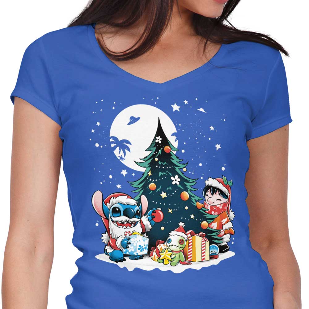 Christmas Ohana Women's V-Neck - Adult & Kids T-Shirts, Sweatshirts & Hoodies apparel design preview 1