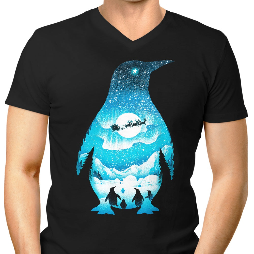 Christmas Penguin Men's V-Neck - Adult & Kids T-Shirts, Sweatshirts & Hoodies apparel design preview 1