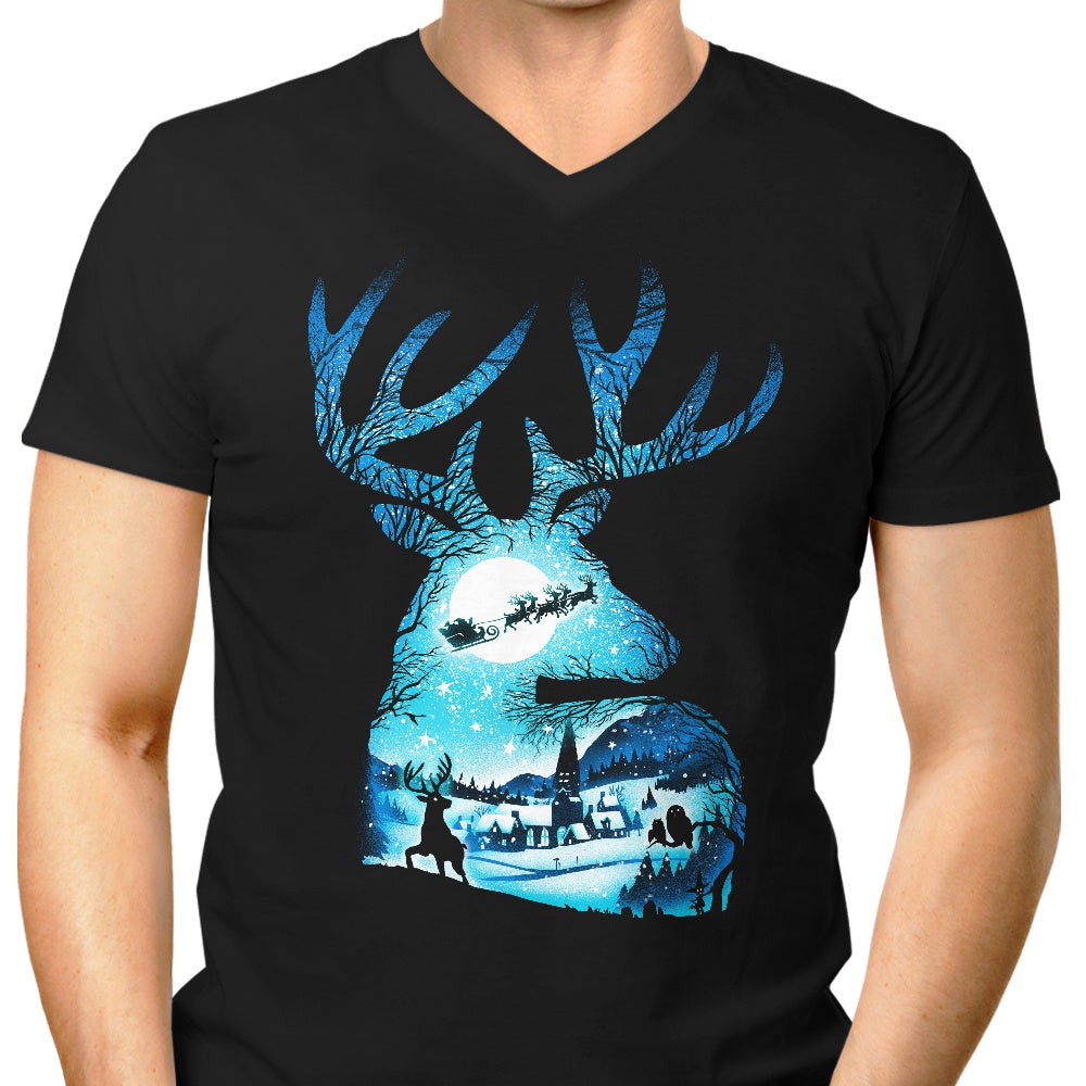 Christmas Reindeer Men's V-Neck - Adult & Kids T-Shirts, Sweatshirts & Hoodies apparel design preview 1