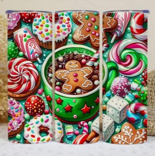 Christmas Gingerbread Man Mug and Sweets 20 oz Skinny - Adult & Kids T-Shirts, Sweatshirts & Hoodies apparel design preview 1