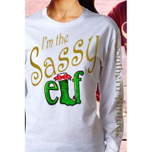 Southern Attitude Preppy Holiday Sassy Elf - Adult & Kids T-Shirts, Sweatshirts & Hoodies apparel design preview 2