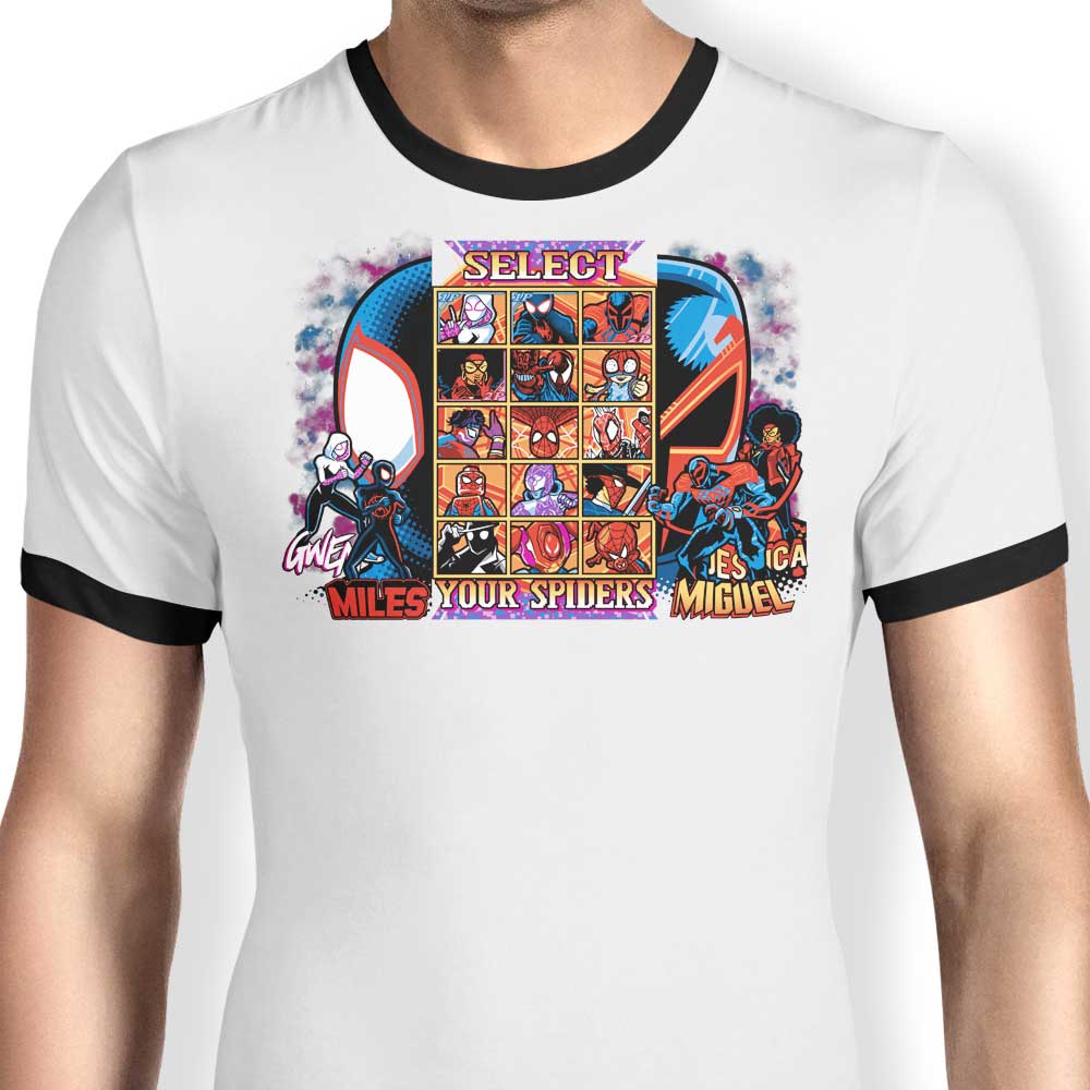 Clash of Spiders Ringer - Adult & Kids T-Shirts, Sweatshirts & Hoodies apparel design preview 1