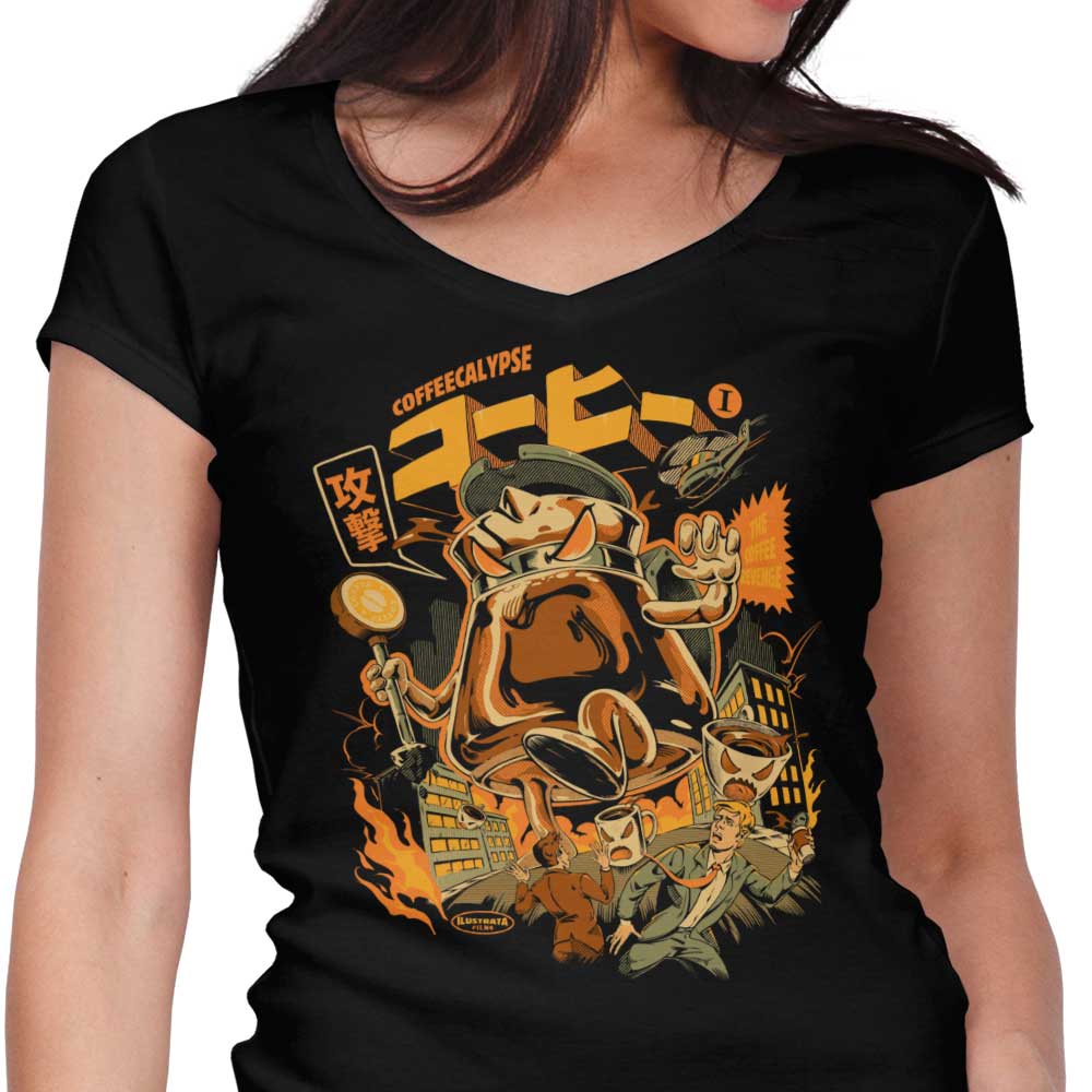 Coffeecalypse Women's V-Neck - Adult & Kids T-Shirts, Sweatshirts & Hoodies apparel design preview 1