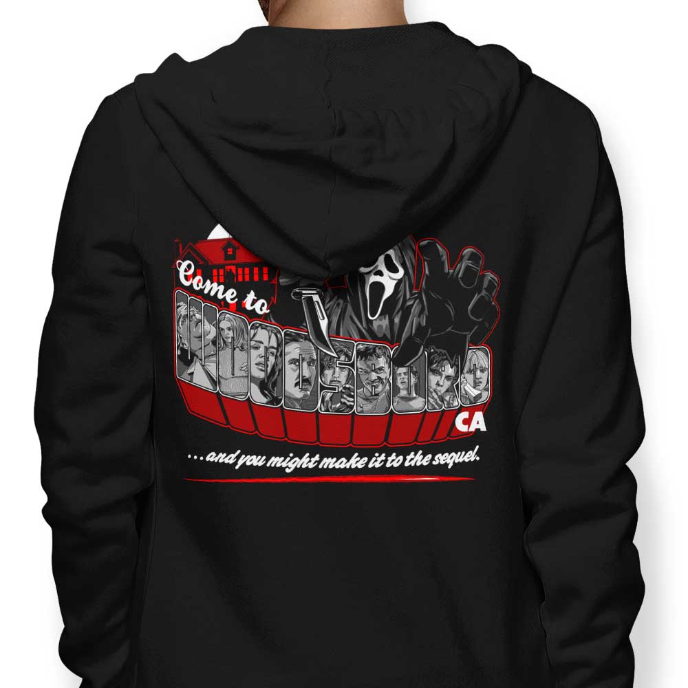 Come to Woodsboro - Adult & Kids T-Shirts, Sweatshirts & Hoodies apparel design preview 1