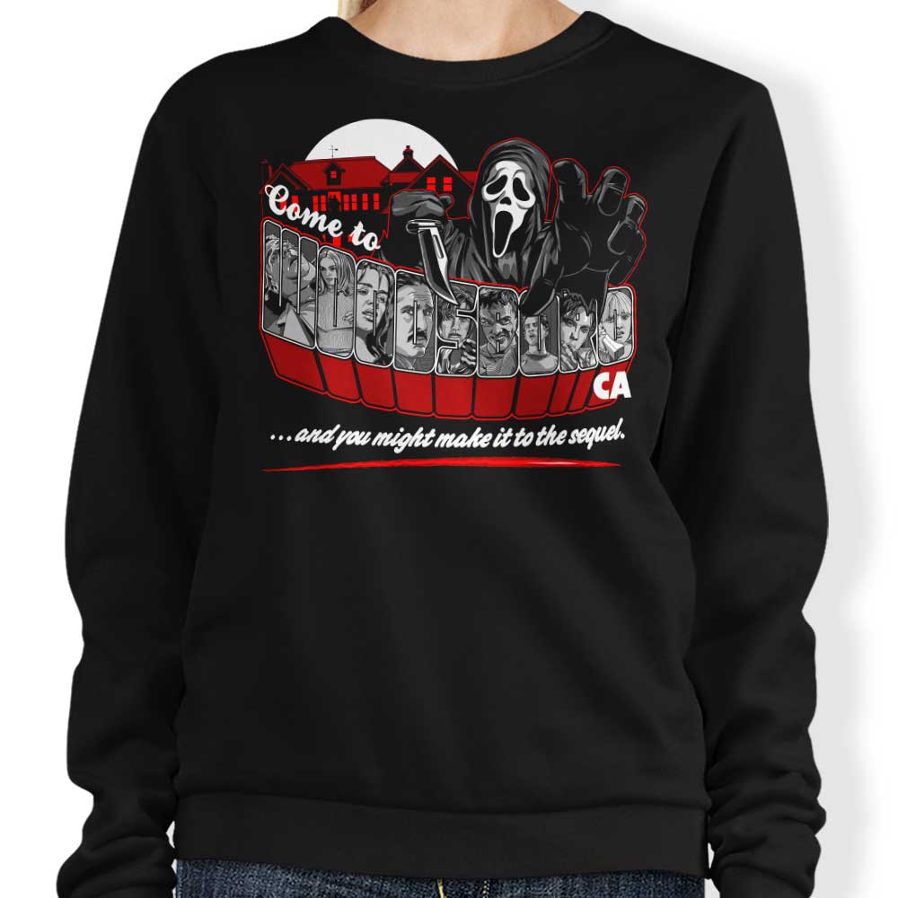 Come to Woodsboro - Adult & Kids T-Shirts, Sweatshirts & Hoodies apparel design preview 1