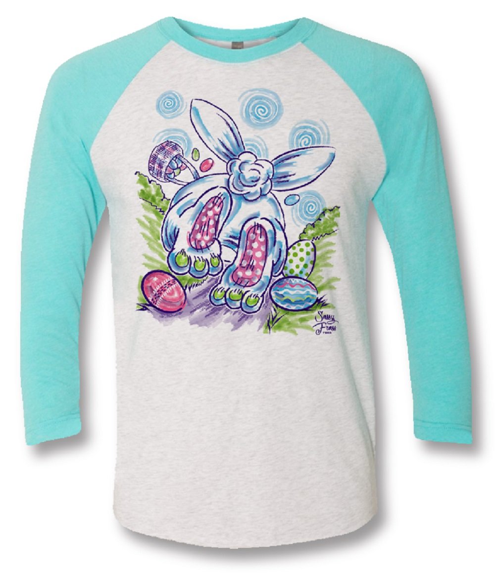 Sassy Frass Cottontail Easter Bunny Bright Raglan - Adult & Kids T-Shirts, Sweatshirts & Hoodies apparel design preview 1