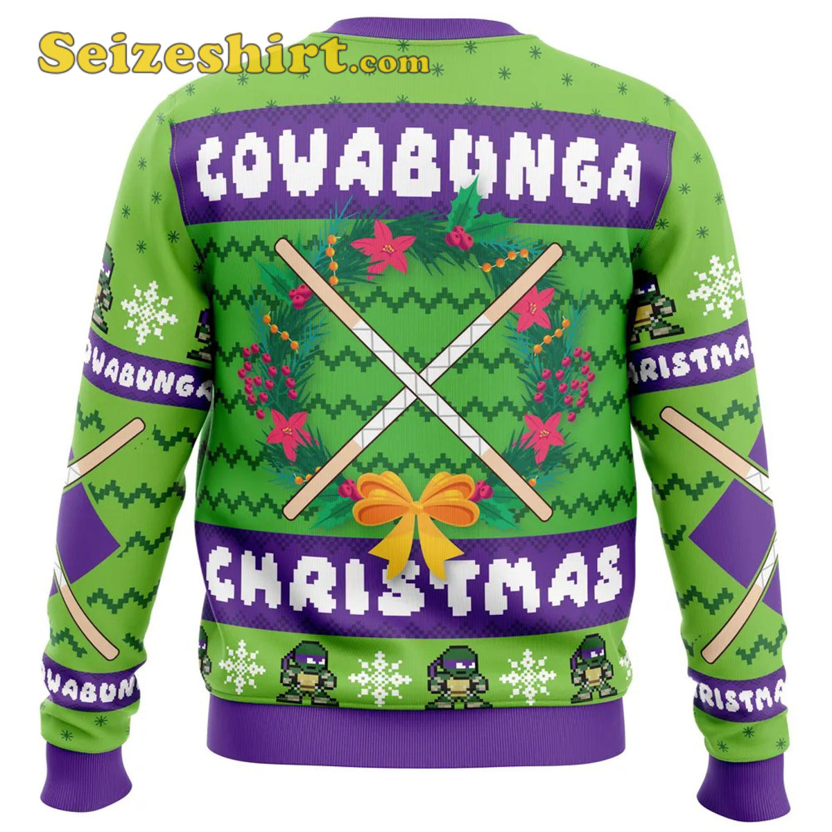 Cowabunga Donatello Christmas Teenage Mutant Ninja Turtles Ugly Christmas Sweater, 3D Hoodie, Shirts product image 2