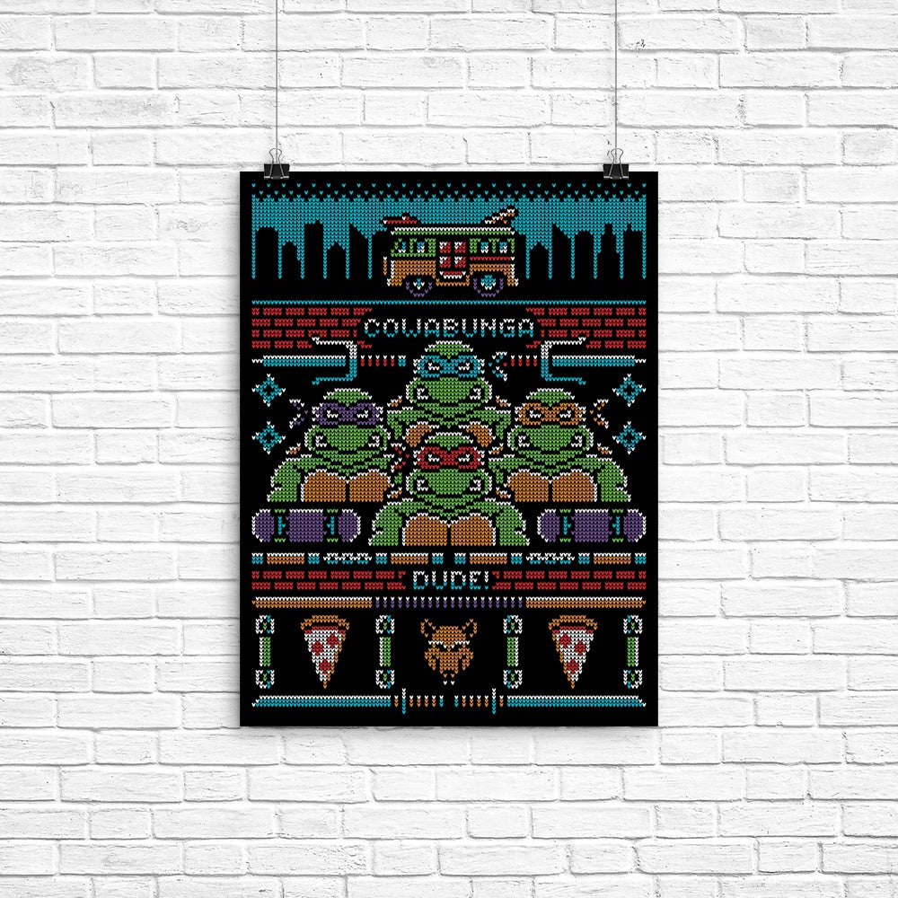 Cowabunga Dude Poster - Adult & Kids T-Shirts, Sweatshirts & Hoodies apparel design preview 1