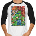 Cowabunga Pilgrim 3/4 Sleeve Raglan - Adult & Kids T-Shirts, Sweatshirts & Hoodies apparel design preview 1