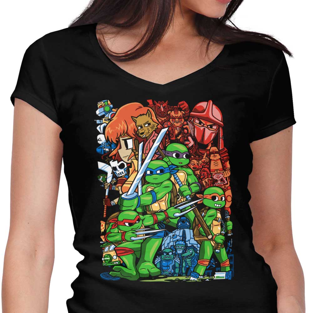 Cowabunga Pilgrim Women's V-Neck - Adult & Kids T-Shirts, Sweatshirts & Hoodies apparel design preview 1