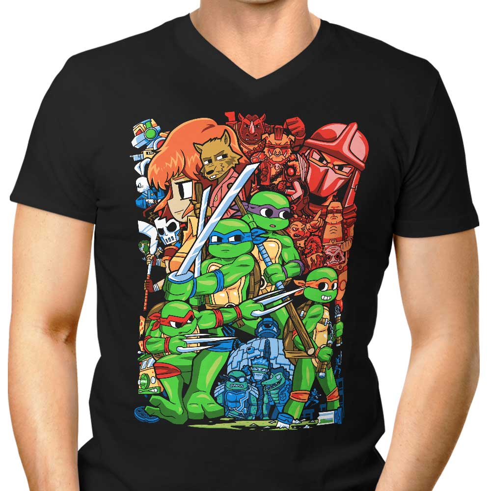 Cowabunga Pilgrim Men's V-Neck - Adult & Kids T-Shirts, Sweatshirts & Hoodies apparel design preview 1