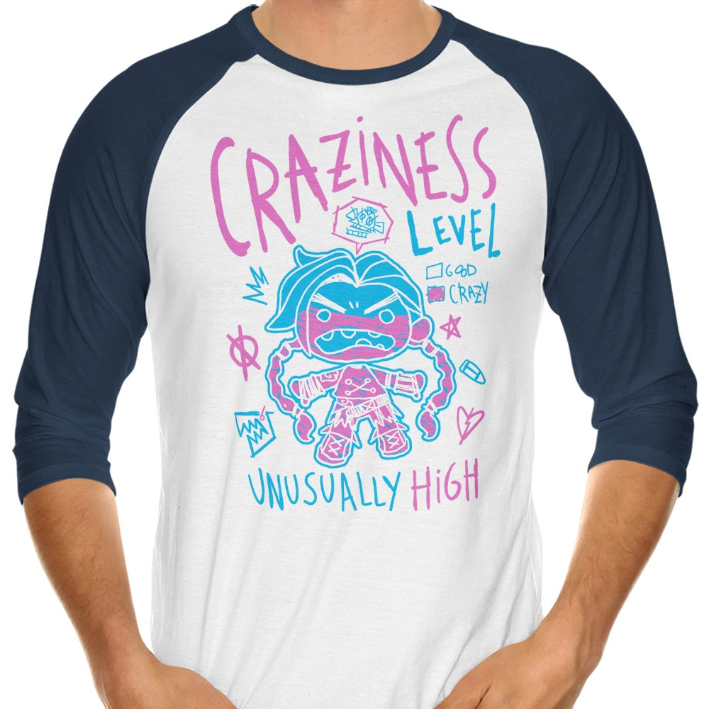 Craziness Level 3/4 Sleeve Raglan - Adult & Kids T-Shirts, Sweatshirts & Hoodies apparel design preview 1