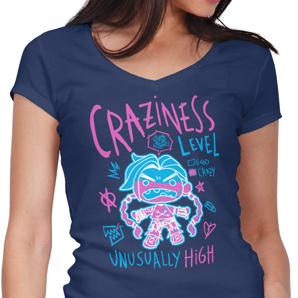 Craziness Level Women's V-Neck - Adult & Kids T-Shirts, Sweatshirts & Hoodies apparel design preview 1