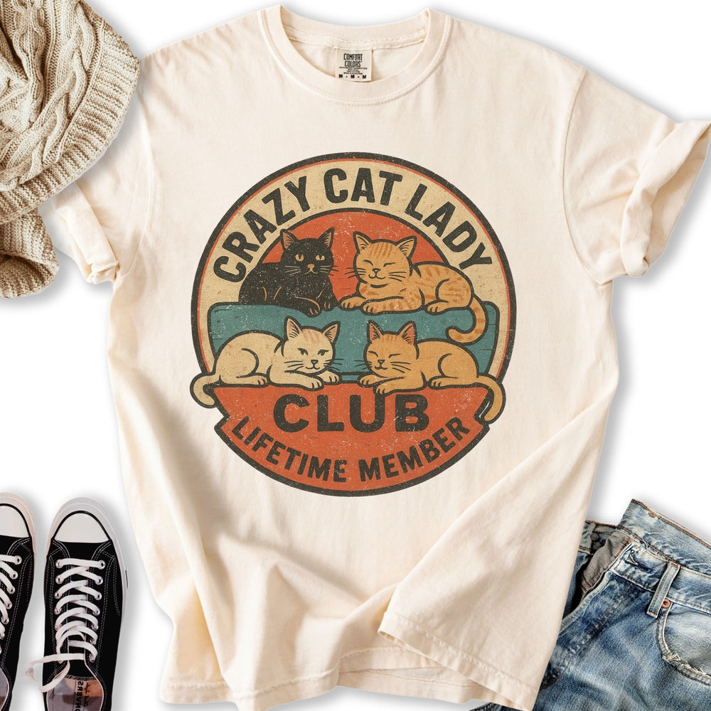 Retro Crazy Cat Lady Club - Adult & Kids T-Shirts, Sweatshirts & Hoodies apparel design preview 2