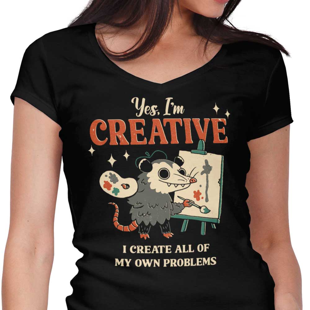 Creative Possum Women's V-Neck - Adult & Kids T-Shirts, Sweatshirts & Hoodies apparel design preview 1