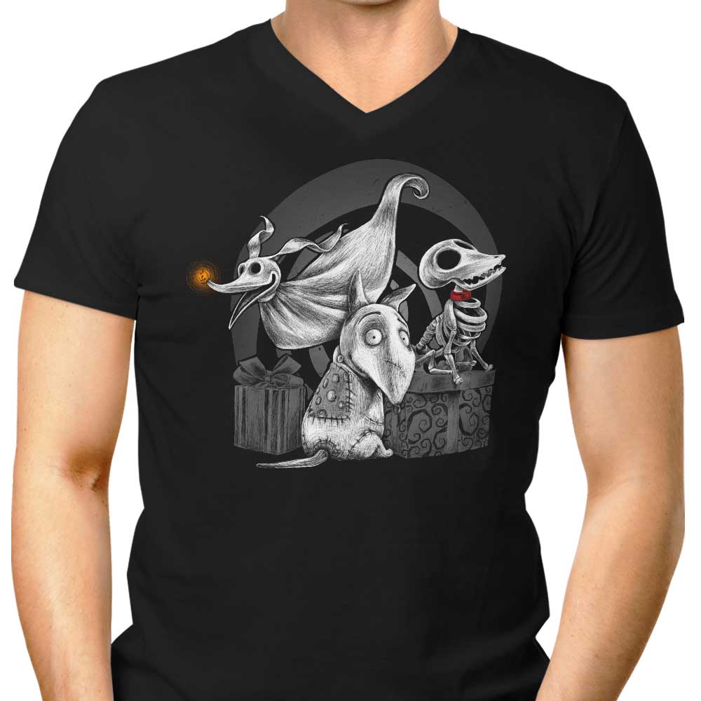 Creepy Dogs Men's V-Neck - Adult & Kids T-Shirts, Sweatshirts & Hoodies apparel design preview 1