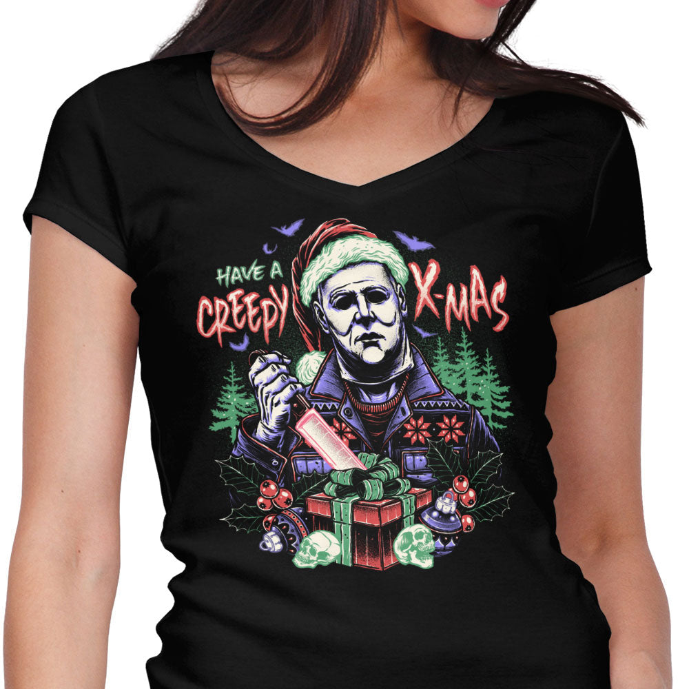 Creepy Xmas Women's V-Neck - Adult & Kids T-Shirts, Sweatshirts & Hoodies apparel design preview 1