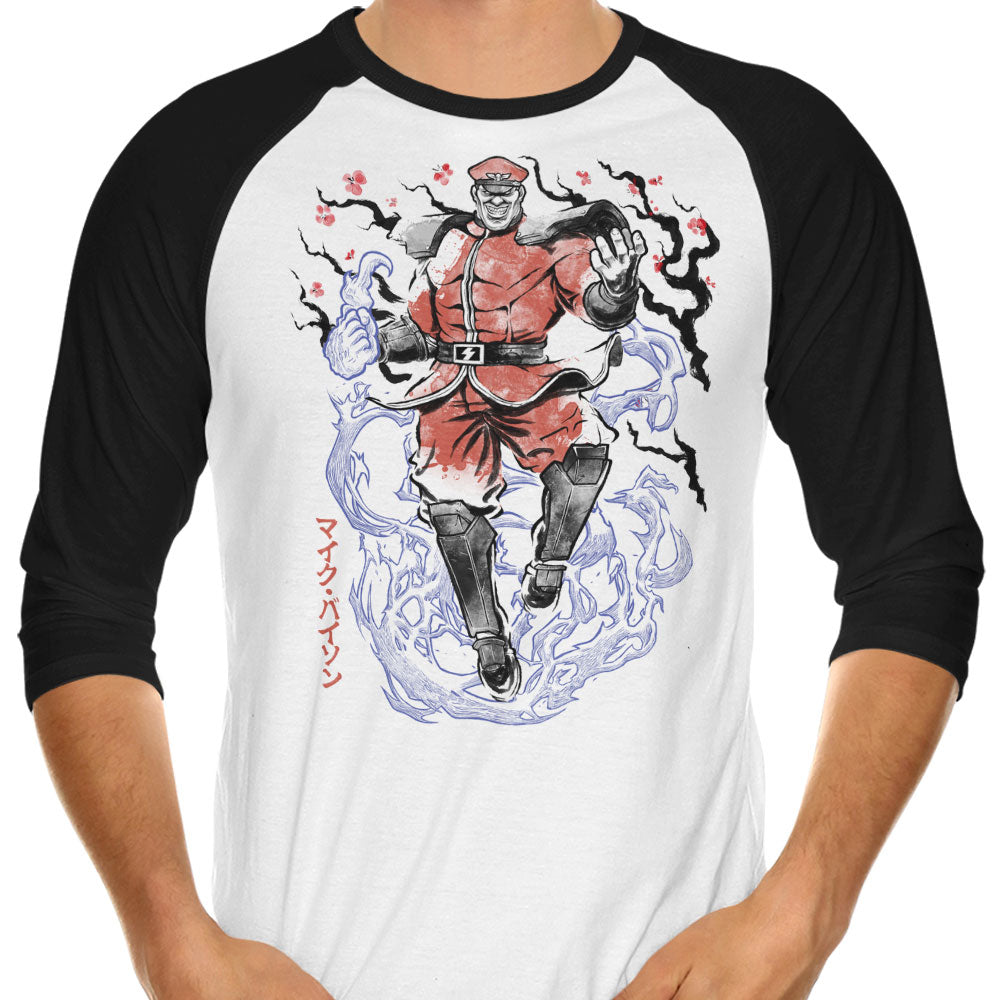Crimson Dictator Sumi-e 3/4 Sleeve Raglan - Adult & Kids T-Shirts, Sweatshirts & Hoodies apparel design preview 1
