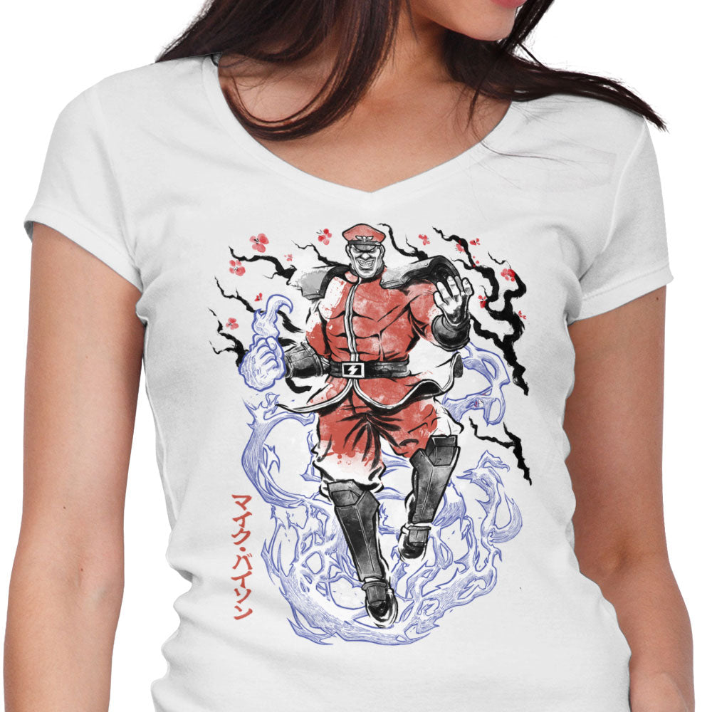 Crimson Dictator Sumi-e Women's V-Neck - Adult & Kids T-Shirts, Sweatshirts & Hoodies apparel design preview 1
