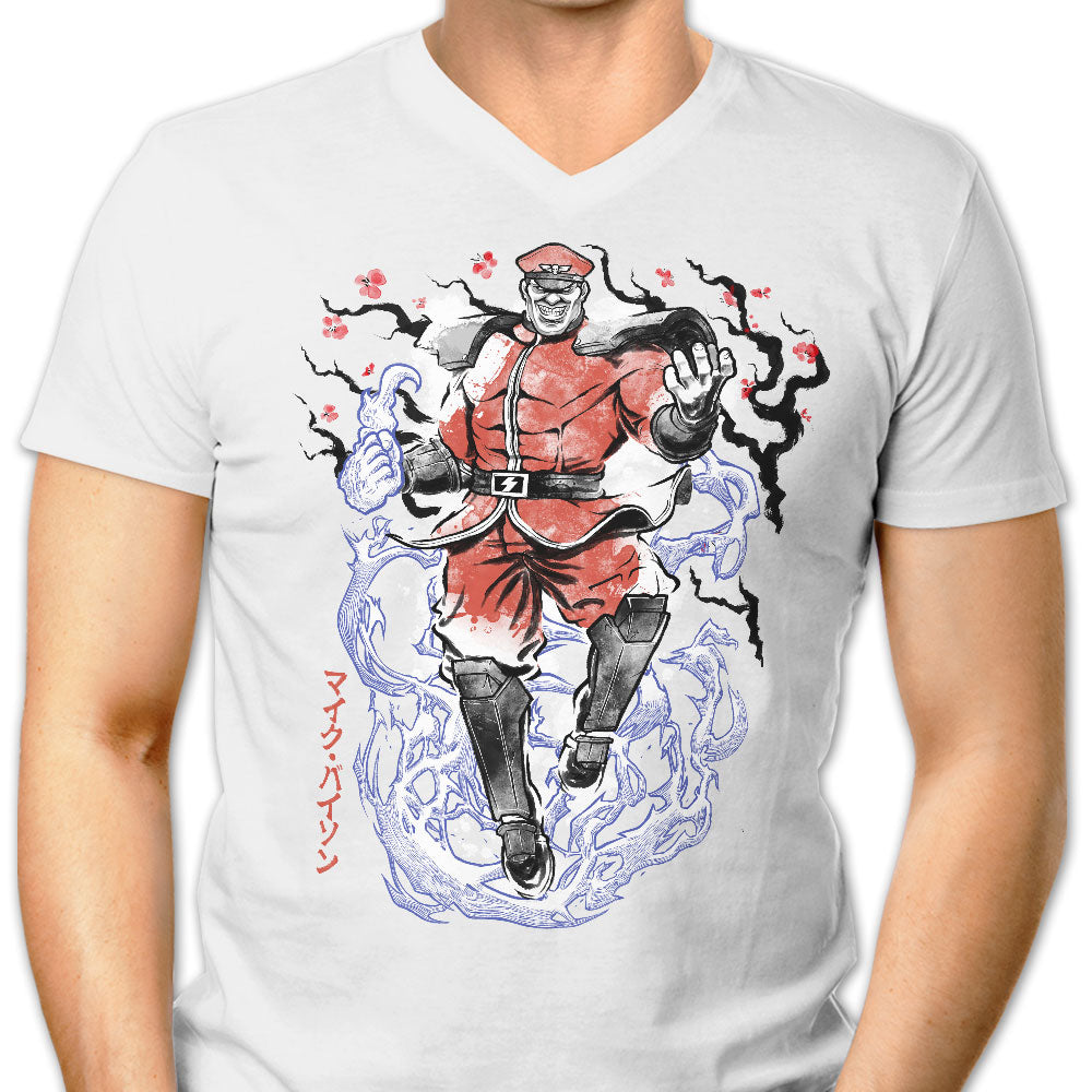 Crimson Dictator Sumi-e Men's V-Neck - Adult & Kids T-Shirts, Sweatshirts & Hoodies apparel design preview 1