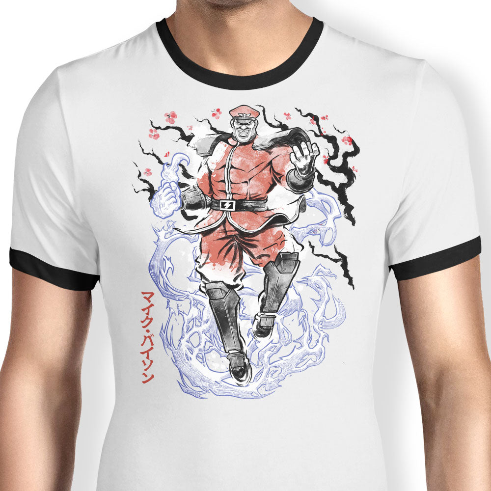 Crimson Dictator Sumi-e Ringer - Adult & Kids T-Shirts, Sweatshirts & Hoodies apparel design preview 1