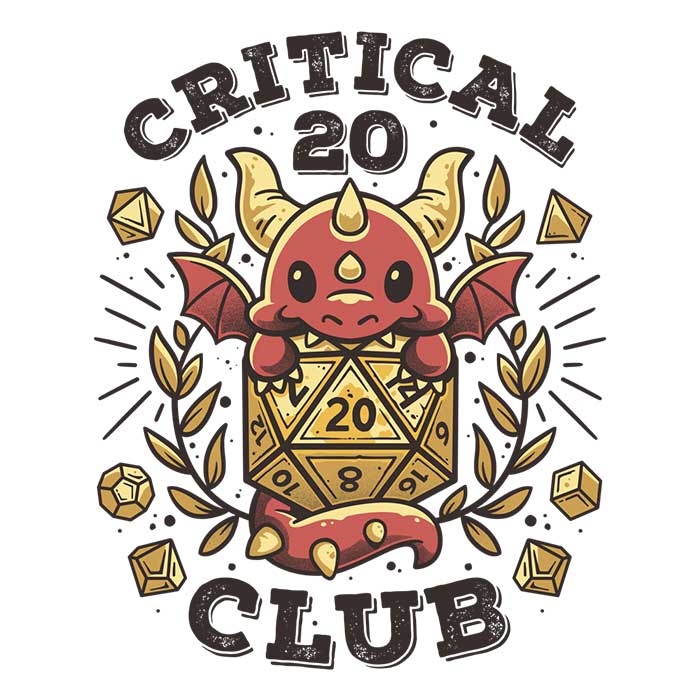 Critical 20 Club Coasters - Adult & Kids T-Shirts, Sweatshirts & Hoodies apparel design preview 1
