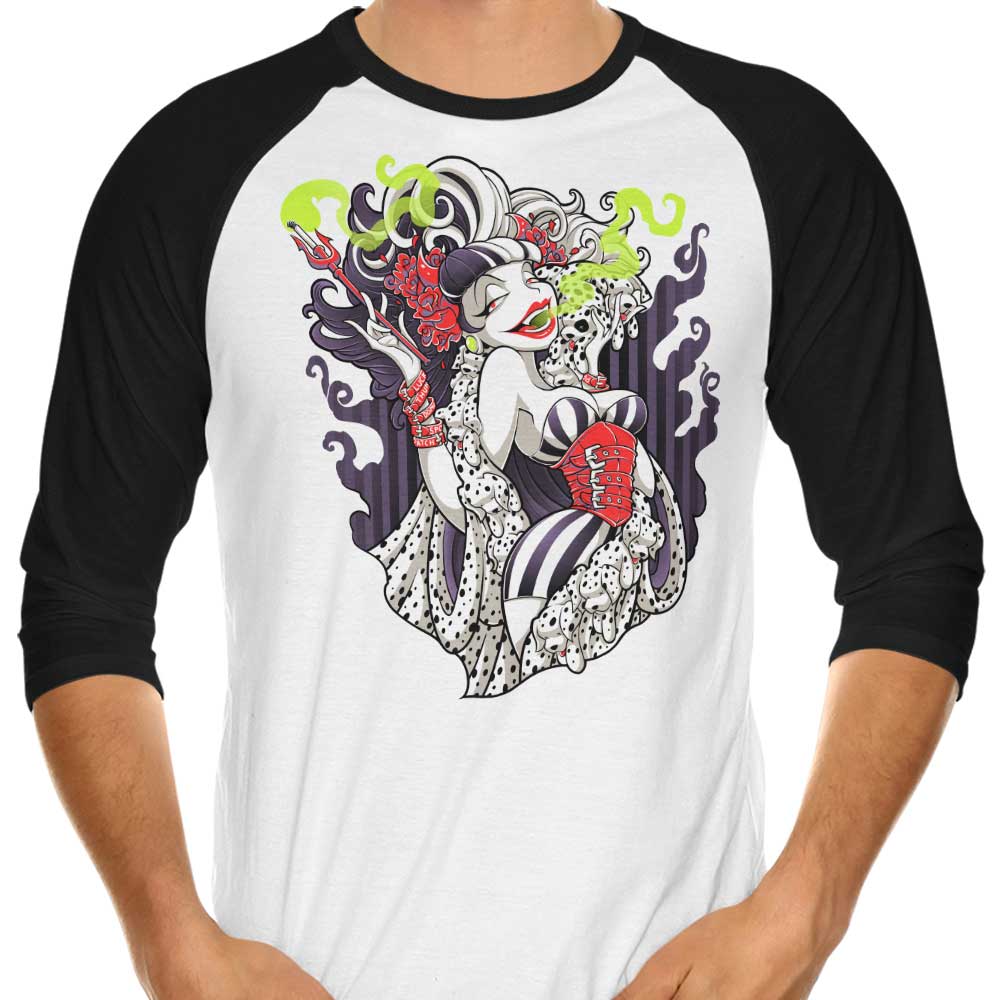 Cruella de Mon 3/4 Sleeve Raglan - Adult & Kids T-Shirts, Sweatshirts & Hoodies apparel design preview 1
