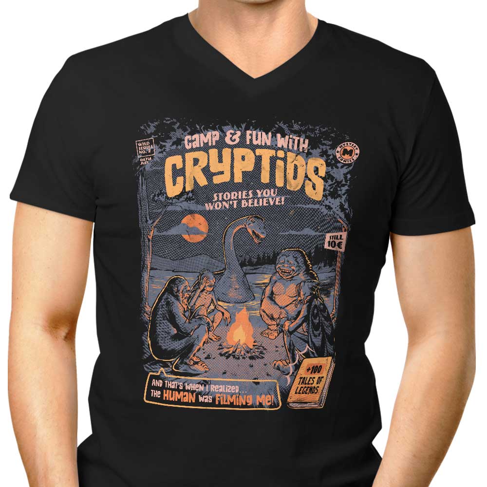 Cryptids Camp Men's V-Neck - Adult & Kids T-Shirts, Sweatshirts & Hoodies apparel design preview 1