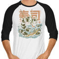 Cucumber Sushi Dragon 3/4 Sleeve Raglan - Adult & Kids T-Shirts, Sweatshirts & Hoodies apparel design preview 1