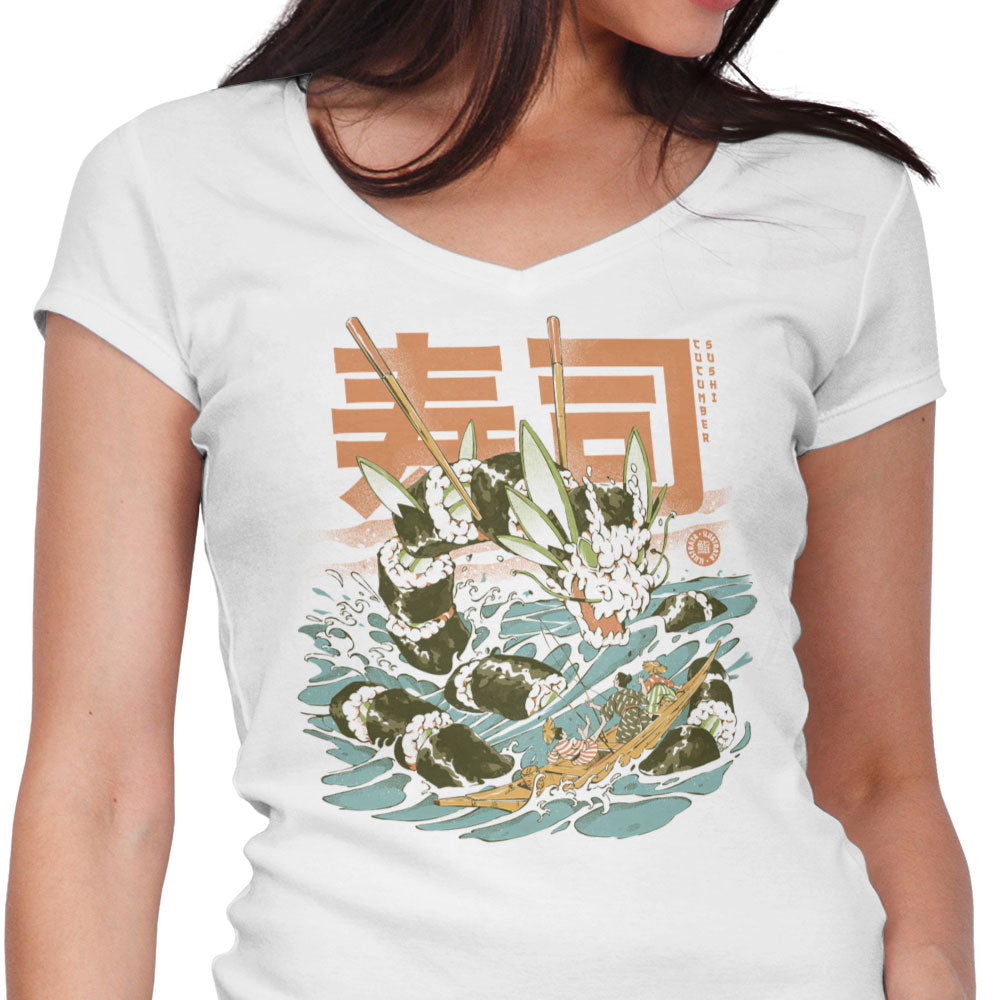 Cucumber Sushi Dragon Women's V-Neck - Adult & Kids T-Shirts, Sweatshirts & Hoodies apparel design preview 1