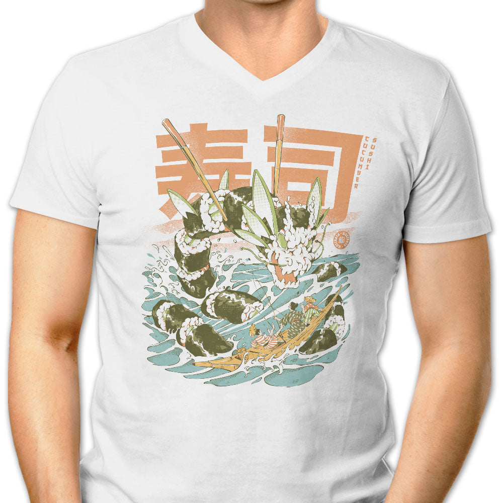 Cucumber Sushi Dragon Men's V-Neck - Adult & Kids T-Shirts, Sweatshirts & Hoodies apparel design preview 1