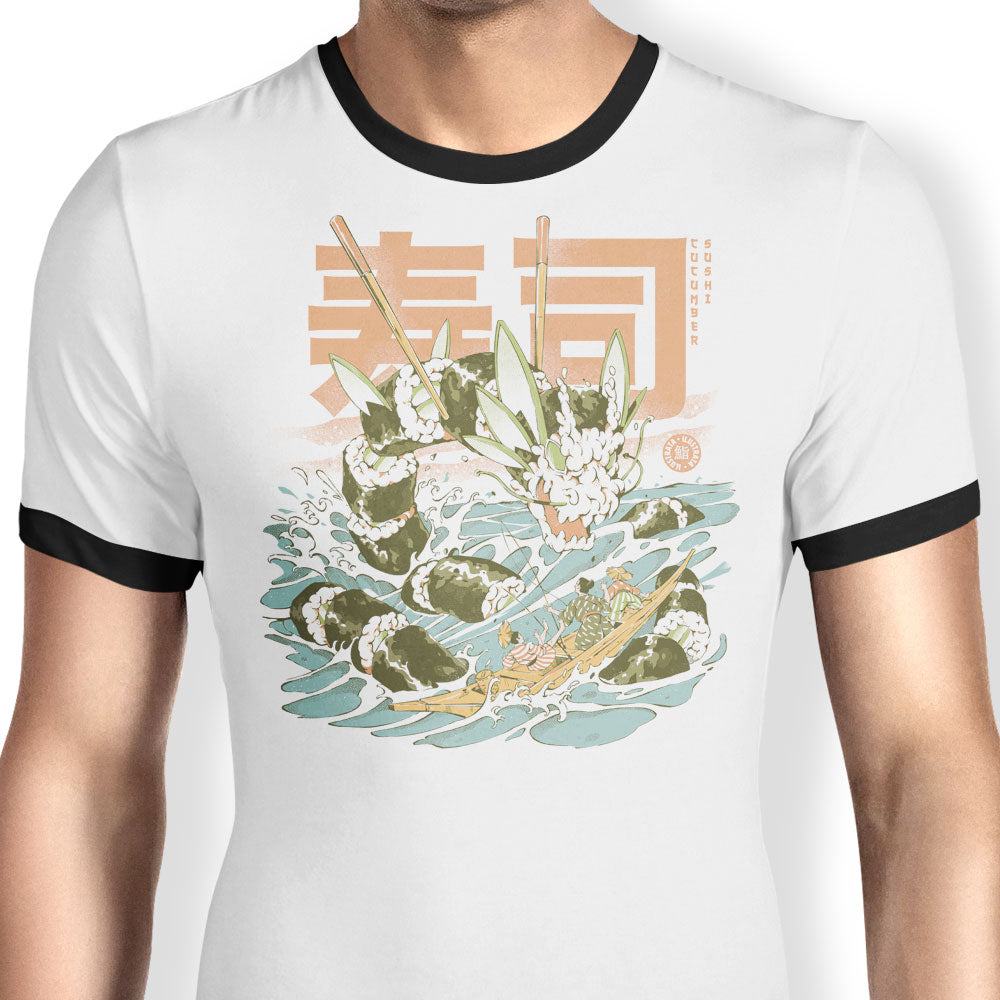 Cucumber Sushi Dragon Ringer - Adult & Kids T-Shirts, Sweatshirts & Hoodies apparel design preview 1