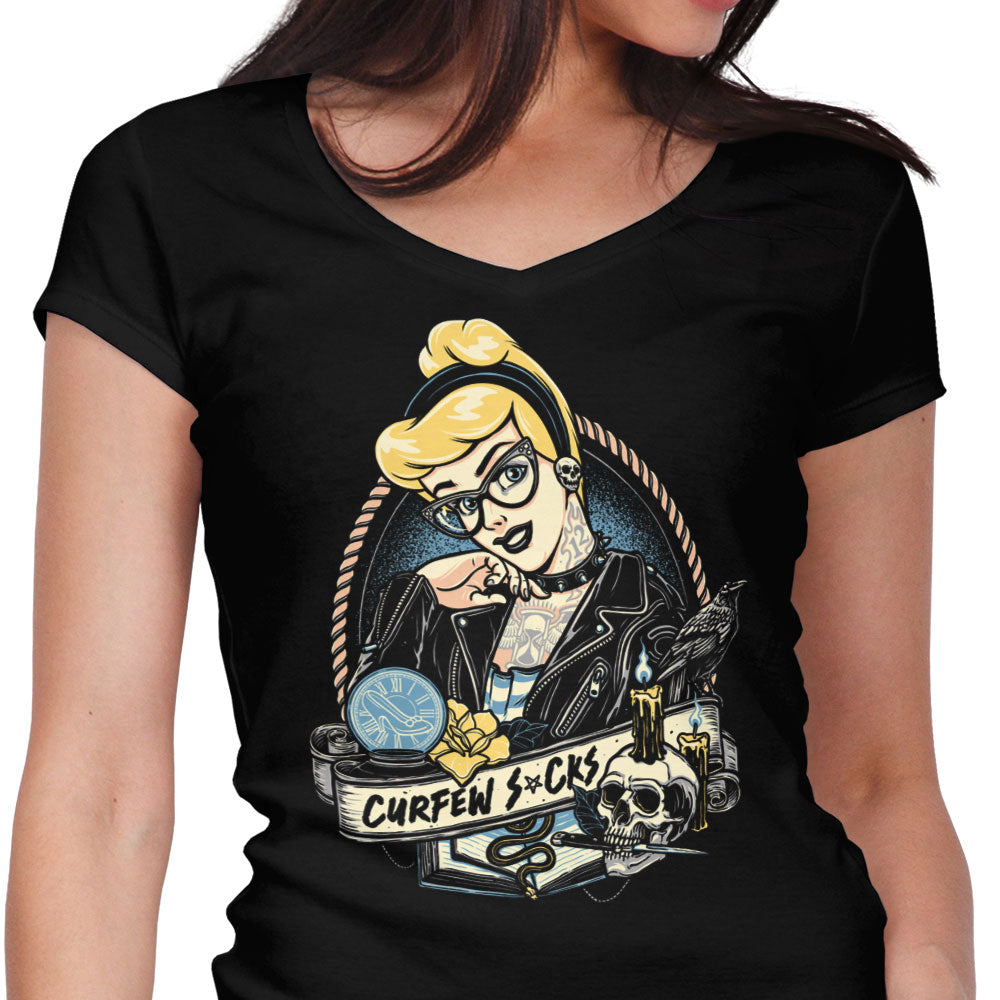 Curfew Sucks Women's V-Neck - Adult & Kids T-Shirts, Sweatshirts & Hoodies apparel design preview 1