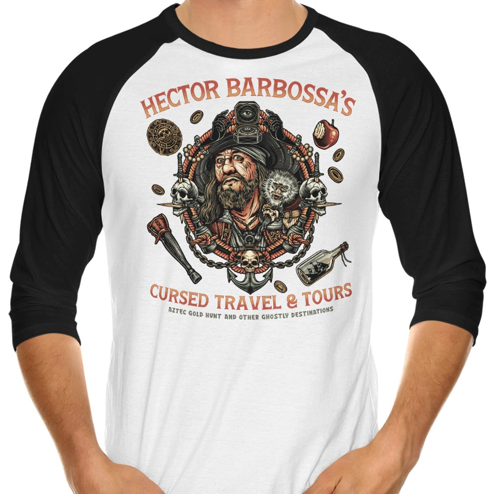 Cursed Travel and Tours 3/4 Sleeve Raglan - Adult & Kids T-Shirts, Sweatshirts & Hoodies apparel design preview 1