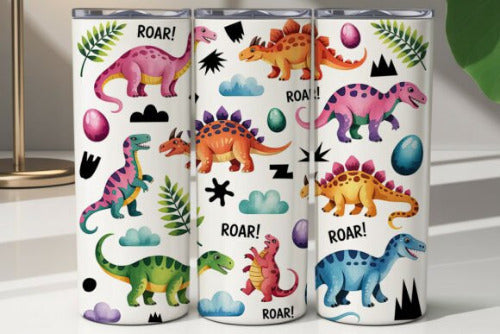 Dinosaur 20 oz Skinny Tumbler Cup With Straw - Adult & Kids T-Shirts, Sweatshirts & Hoodies apparel design preview 1