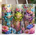Frog Floral Trio 20 oz Skinny Tumbler Cup With Straw - Adult & Kids T-Shirts, Sweatshirts & Hoodies apparel design preview 1