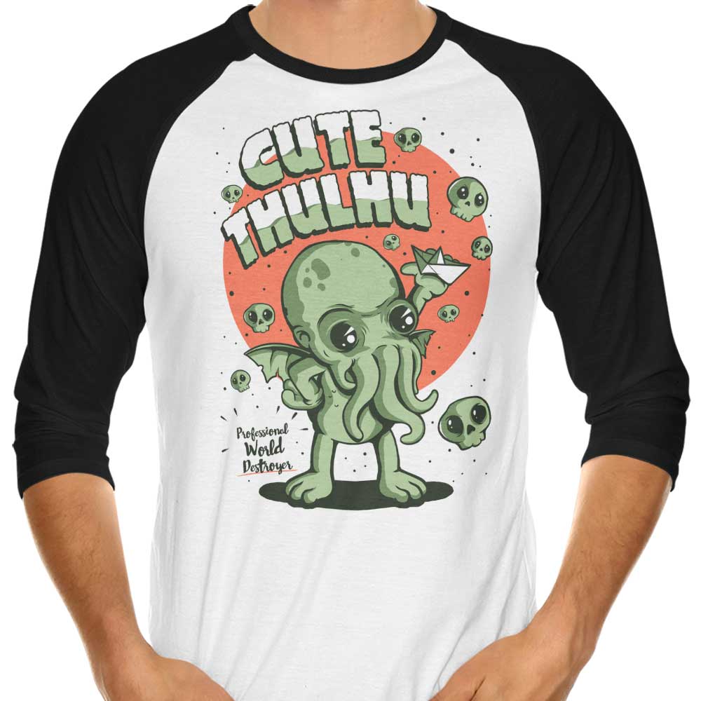 Cute-thulhu 3/4 Sleeve Raglan - Adult & Kids T-Shirts, Sweatshirts & Hoodies apparel design preview 1