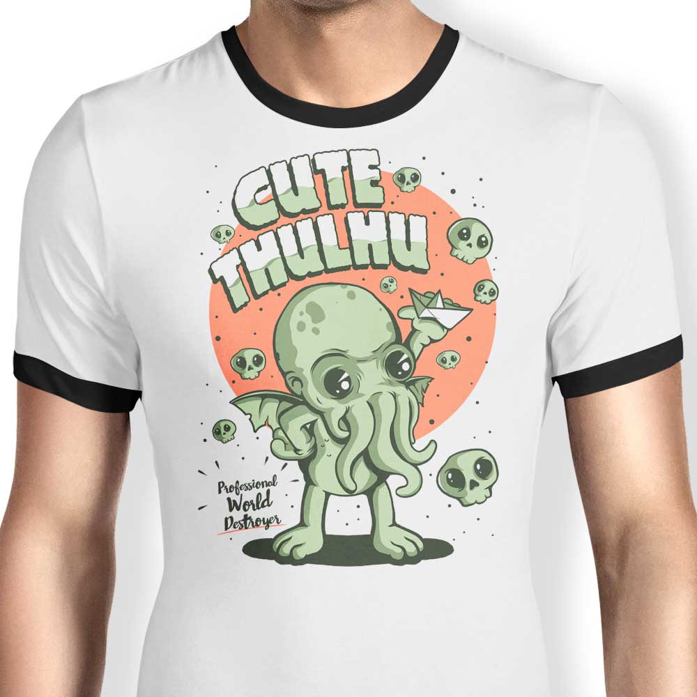 Cute-thulhu Ringer - Adult & Kids T-Shirts, Sweatshirts & Hoodies apparel design preview 1