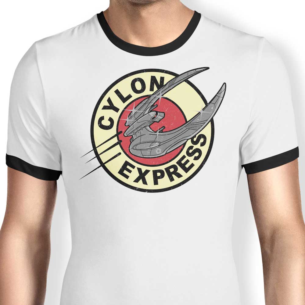 Cylon Express Ringer - Adult & Kids T-Shirts, Sweatshirts & Hoodies apparel design preview 1