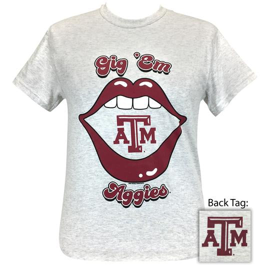Girlie Girl Originals Preppy Texas A&M Lips - Adult & Kids T-Shirts, Sweatshirts & Hoodies apparel design preview 1
