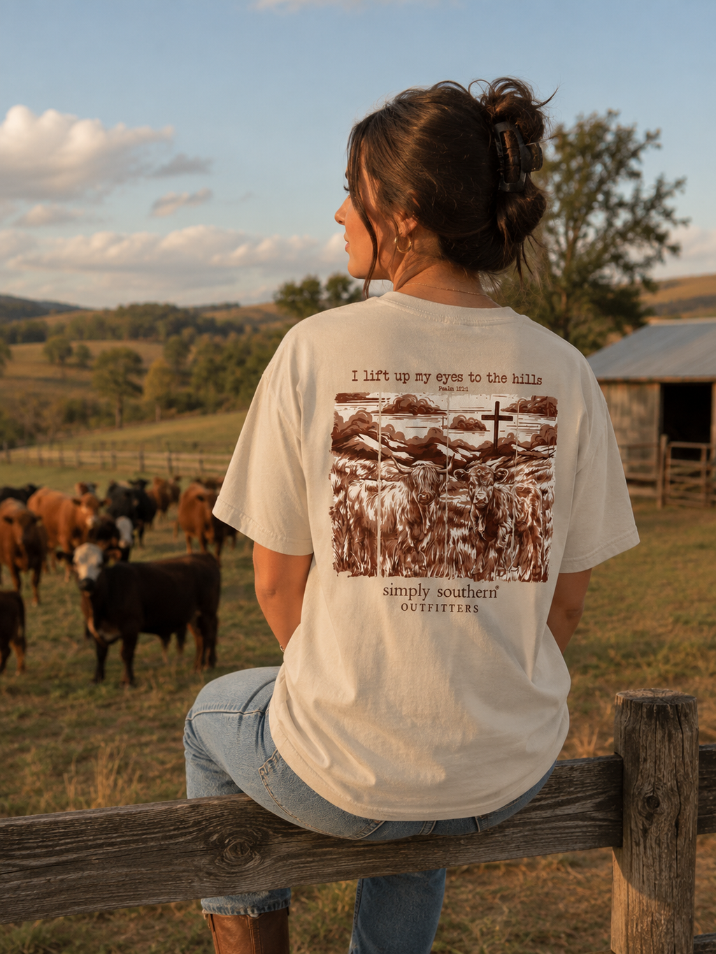 Simply Southern Hills Cow Faith Clay - Adult & Kids T-Shirts, Sweatshirts & Hoodies apparel design preview 1