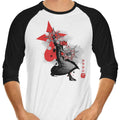 Dancing Flames Sumi-e 3/4 Sleeve Raglan - Adult & Kids T-Shirts, Sweatshirts & Hoodies apparel design preview 1