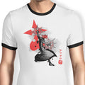 Dancing Flames Sumi-e Ringer - Adult & Kids T-Shirts, Sweatshirts & Hoodies apparel design preview 1