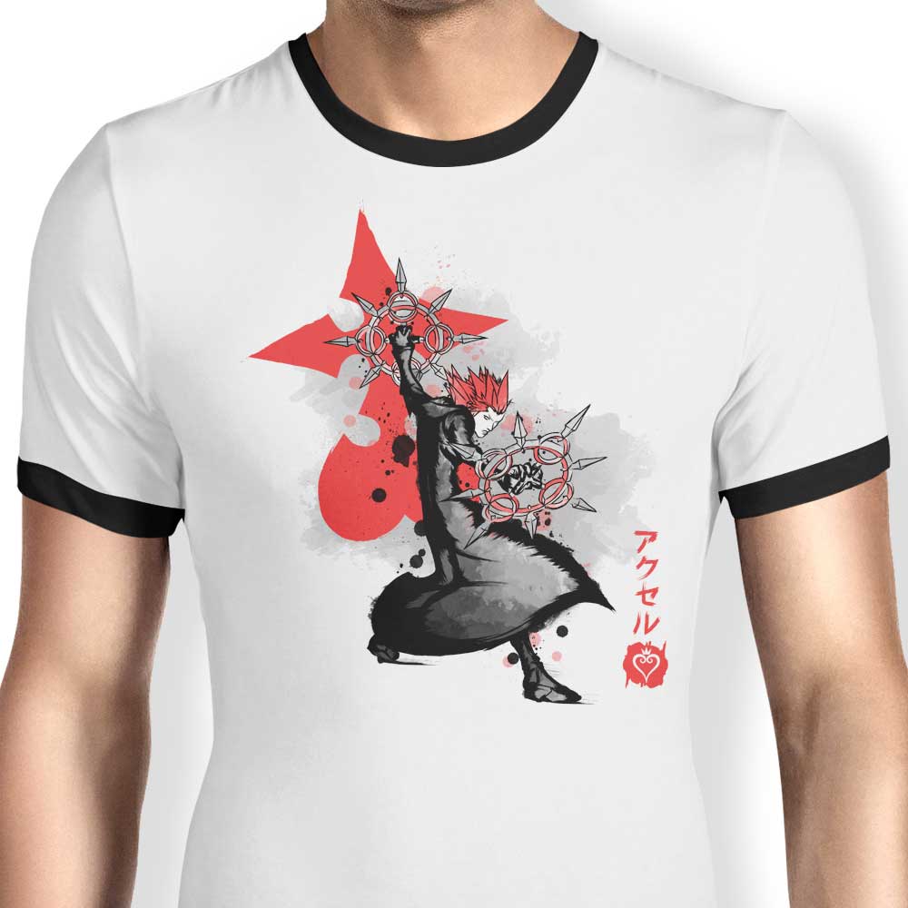 Dancing Flames Sumi-e Ringer - Adult & Kids T-Shirts, Sweatshirts & Hoodies apparel design preview 1