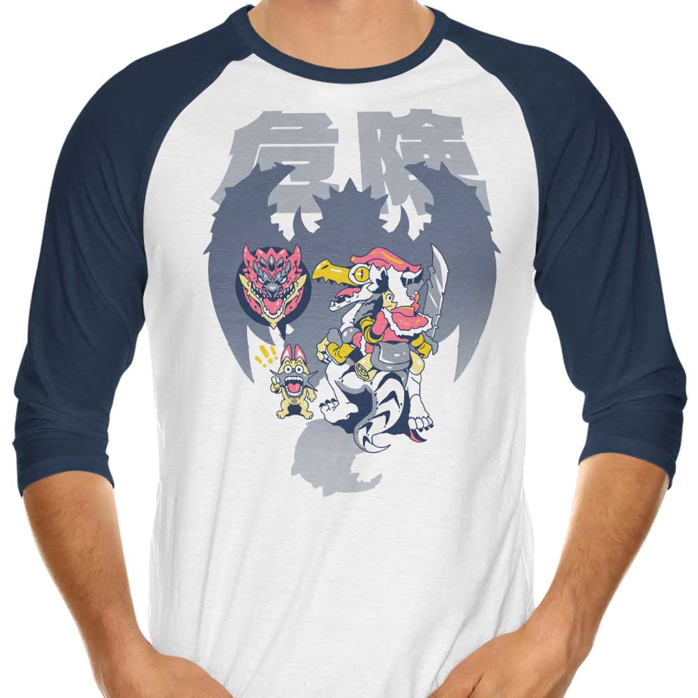 Danger is Coming 3/4 Sleeve Raglan - Adult & Kids T-Shirts, Sweatshirts & Hoodies apparel design preview 1
