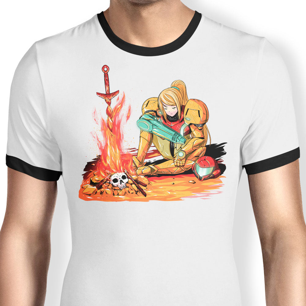 Dark Samus Ringer - Adult & Kids T-Shirts, Sweatshirts & Hoodies apparel design preview 1