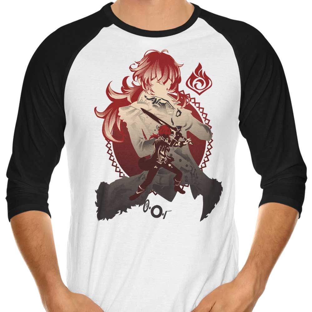 Dark Side of Dawn Diluc 3/4 Sleeve Raglan - Adult & Kids T-Shirts, Sweatshirts & Hoodies apparel design preview 1