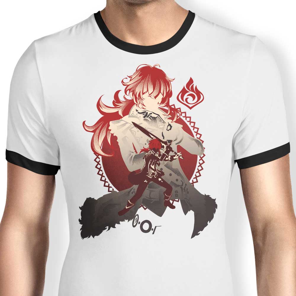 Dark Side of Dawn Diluc Ringer - Adult & Kids T-Shirts, Sweatshirts & Hoodies apparel design preview 1